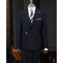 Terzi Adem Altun İtalyan stil slim fit ceket pantalon takım elbise lacivert T12066