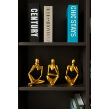 Nevhan Sanat  Ev & Ofis Dekoru – Gold 3’lü İnsan Figürü Seti | El Yapımı Minimalist Heykel Takımı