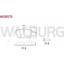 WALBURG-WDB575 - Fren Balata Arka Ikazlı Mercedes A Serısı (W169) A 170 Cdı 2004-2012/ A 200 2004-2012/ A 160 Cdı 2004-2012/  B Serısı (W246) B 160 2011-/ Gla Serısı (X156) Gla 180 Cdı 2013-/