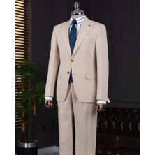 İtalyan stil slim fit ceket pantolon takım elbise bej T14010