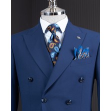 Italyan Stil Kruvaze Ceket Pantolon Takım Elbise Lacivert T14117