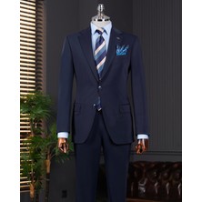 Italyan Stil Slim Fit Ceket Pantalon Takım Elbise Lacivert T14001