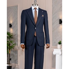 Italyan Stil Slim Fit Torba Cep Ceket Pantolon Takım Elbise Lacivert T14299