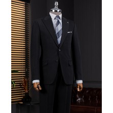 İtalyan stil slim fit ceket pantolon takım elbise siyah T14008