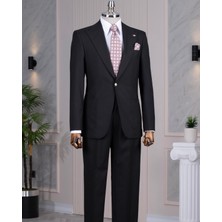 Italyan Stil Slim Fit Torba Cep Ceket Pantolon Takım Elbise Siyah T14298