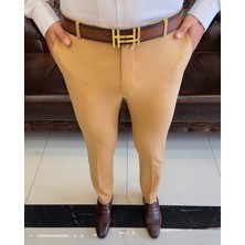 Terzi Adem İtalyan Stil Slim Fit Erkek Kumaş Pantolon Açık Camel T4678