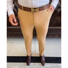 Terzi Adem İtalyan Stil Slim Fit Erkek Kumaş Pantolon Açık Camel T4678
