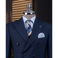 Italyan Stil Kruvaze Ceket Pantolon Takım Elbise Lacivert T14116