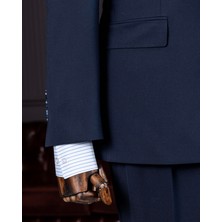 Italyan Stil Kruvaze Ceket Pantolon Takım Elbise Lacivert T14116