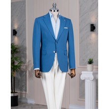 Italyan Stil Slim Fit Kombin Takım Elbise Mavi T13928