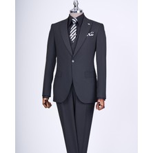 Italyan Stil Ceket Yelek Pantolon Takım Elbise Siyah T12803