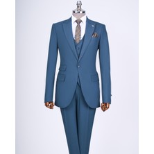 Italyan Stil Slim Fit 8 Drop Ceket Yelek Pantolon Takım Elbise Yeşil T12631