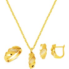 Burgulu Mini 14 Ayar Altın Takı Seti