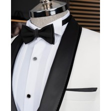 Italyan Stil Şal Yaka Ceket Yelek Pantolon Damatlık Set Beyaz T14271