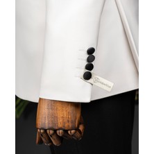 Italyan Stil Şal Yaka Ceket Yelek Pantolon Damatlık Set Beyaz T14271