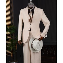 Italyan Stil Slim Fit Mono Yaka Erkek Ceket Bej T13788