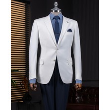 Italyan Stil Slim Fit Mono Yaka Erkek Tek Ceket Ekru T14303