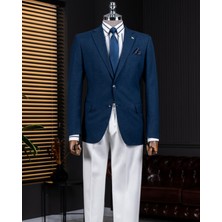 Italyan Stil Slim Fit Mono Yaka Erkek Tek Ceket Lacivert T14306
