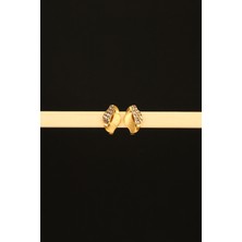  Yaldızlı Taşsız Altın Küpe CGKKP0222