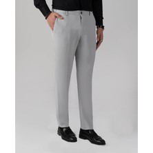 Italyan Stil Slim Fit Bel Detaylı Erkek Pantolon Gri T13953