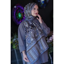 Karma Motif Desen Füme Soft Pamuk Şal