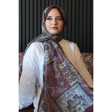 Etnik Desen Bordo Soft Pamuk Şal