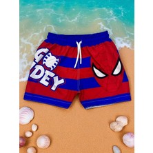 Erkek Çocuk Karakter Baskılı Bağcıklı Içi Ağ Fileli Deniz ve Havuz Şortu