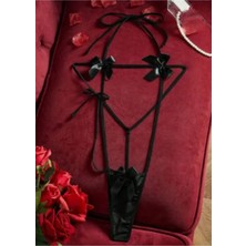 Siyah Fiyonk Detaylı Ipli Gecelik Babydoll