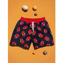 Erkek Çocuk Karakter Baskılı Bağcıklı Içi Ağ Fileli Deniz ve Havuz Şortu