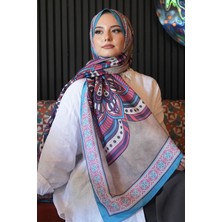 Geometrik Desen Mor Soft Pamuk Şal