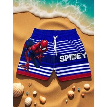 Erkek Çocuk Karakter Baskılı Bağcıklı Içi Ağ Fileli Deniz ve Havuz Şortu