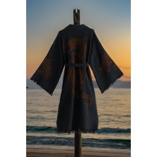 Varol Organik %100 Pamuk Kimono Yaka Sabalık Bornoz Plaj Elbisesi - Viserion - Kırmızı - S/m