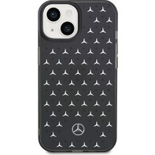 iPhone 15 Uyumlu Kılıf Mercedes Benz Çift Katmanlı Yıldız Desenli Dizayn Kapak Siyah - Gümüş