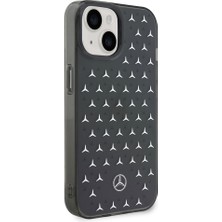 iPhone 15 Uyumlu Kılıf Mercedes Benz Çift Katmanlı Yıldız Desenli Dizayn Kapak Siyah - Gümüş