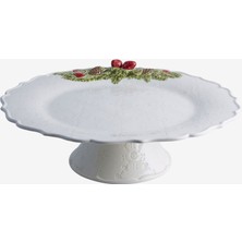 Bordallo Pinheiro Garland Beyaz Seramik Kek Standı 35,5 Cm