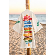 Varol Organik %100 Pamuk Kimono Yaka Sabalık Bornoz Plaj Elbisesi - Nomada - S/m