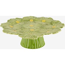 Bordallo Pinheiro Maria Flor Yeşil Seramik Kek Standı 37 Cm