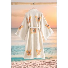 Varol Organik %100 Pamuk Kimono Yaka Sabalık Bornoz Plaj Elbisesi - Kelebek - S/m