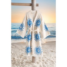 Varol Organik %100 Pamuk Kimono Yaka Sabalık Bornoz Plaj Elbisesi - Heliona V2 - S/m
