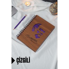 Kemal Atatürk Temalı Ahşap Kapaklı Defter - Çizgili Defter - Ajanda - Okul Defteri (A5 - 120 Sayfa)