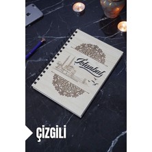 Istanbul Temalı Ahşap Kapaklı Defter - Çizgili Defter - Ajanda - Okul Defteri (A5 - 120 Sayfa)