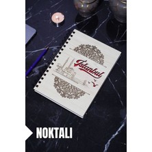 Istanbul Temalı Ahşap Kapaklı Defter - Noktalı Defter - Ajanda - Okul Defteri (A5 - 120 Sayfa)