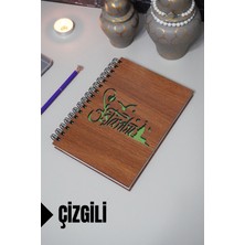 Istanbul Yazılı Ahşap Kapaklı Defter - Çizgili Defter - Ajanda - Okul Defteri (A5 - 120 Sayfa)
