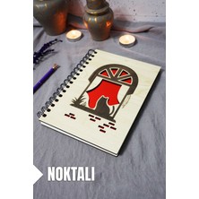 Kedi Desenli Ahşap Kapaklı Defter - Noktalı Defter - Ajanda - Okul Defteri (A5 - 120 Sayfa)