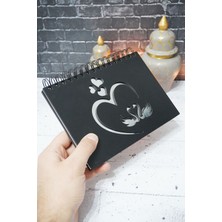 A5 Kuğu Aşk Tasarım Siyah Ahşap Plan Defteri - Tarihsiz Ajanda - Haftalık Planlayıcı