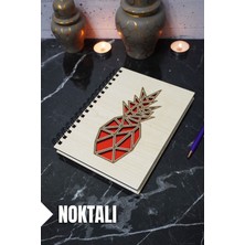 Ananas Temalı Ahşap Kapaklı Defter - Noktalı Defter - Ajanda - Okul Defteri (A5 - 120 Sayfa)