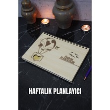 Uçan Balon Ahşap Plan Defteri - Haftalık Planlayıcı - Süresiz Ajanda (Tarihsiz Planlayıcı) A5