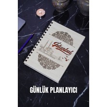 Istanbul Tasarım Ahşap Kapak Günlük Planlayıcı - Süresiz Planlama Defteri - Tarihsiz Ajanda - A5