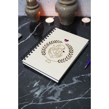 Anne Bebek Temalı Ahşap Kapaklı Defter - Çizgisiz Defter - 60 Yaprak (120 Sayfa) - A5 Anı Defteri