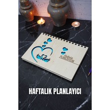 Kuğu Aşk Ahşap Plan Defteri - Tarihsiz Ajanda - Haftalık Planlayıcı (Süresiz Planlayıcı) A5